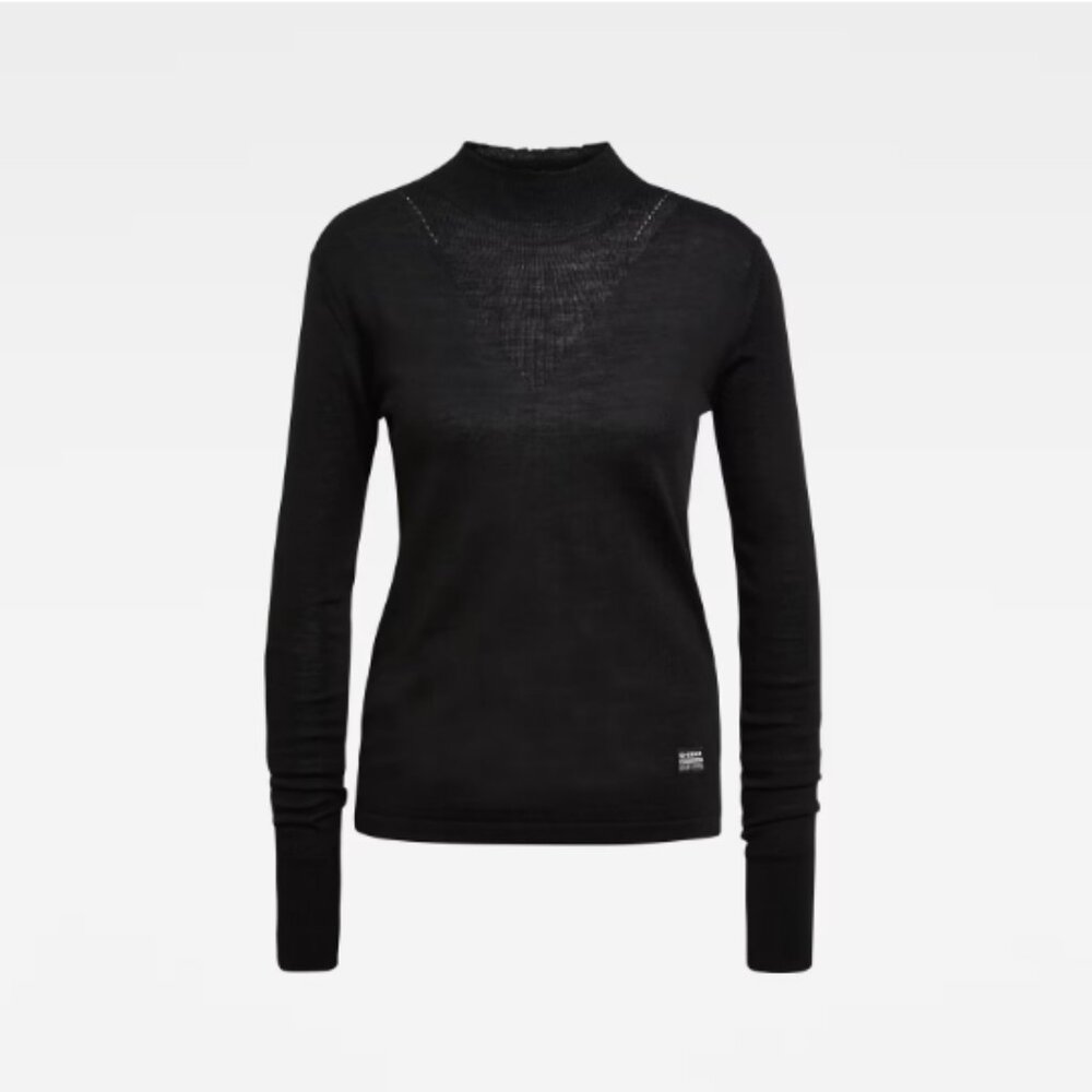 G-Star Stokyr Turtle Slim Knit Merino Wool Sweater Black Size Medium